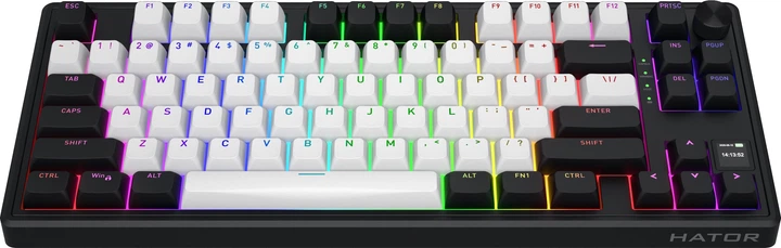Klawiatura bezprzewodowa Hator Skyfall 80 MAG ULTIMA 8K Wireless/Bluetooth/USB White/Black (HTK3880) - obraz 2