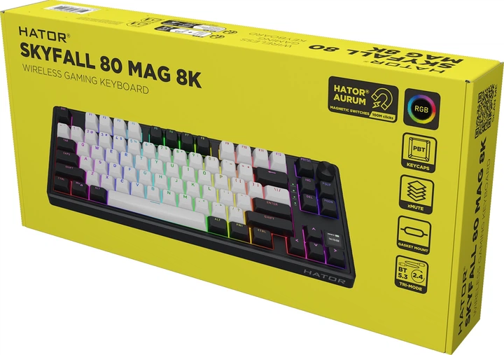 Klawiatura bezprzewodowa Hator Skyfall 80 MAG ULTIMA 8K Wireless/Bluetooth/USB White/Black (HTK3880) - obraz 8