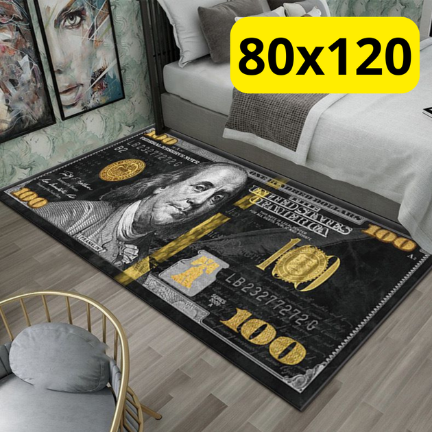 Стильний та зносостійкий килим для дому "100 доларів" 80х120 KT7001755 - Фото 1 Стильний та зносостійкий килим для дому "100 доларів" 80х120 KT7001755 - зображення 1