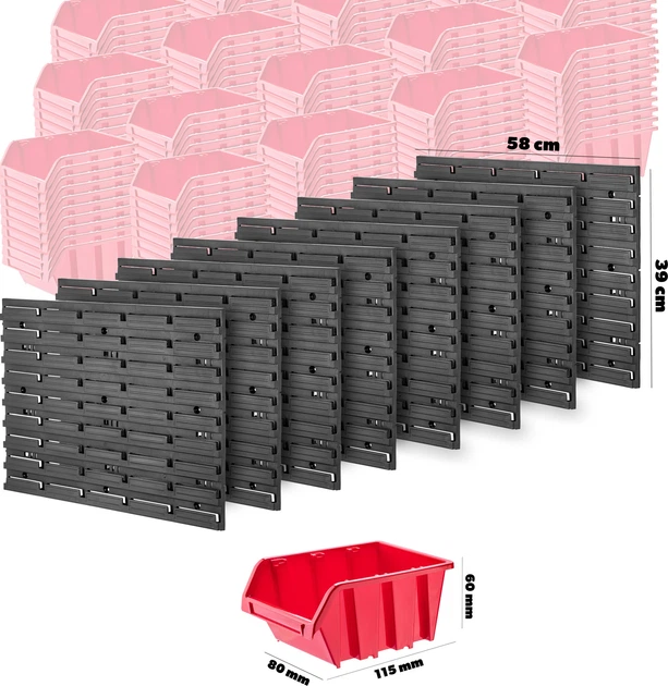Tablica narzędziowa Kadax ścianka warsztatowa 232 x 78 cm 252 elementy K7675 Czerwona (5903699468272) - obraz 4