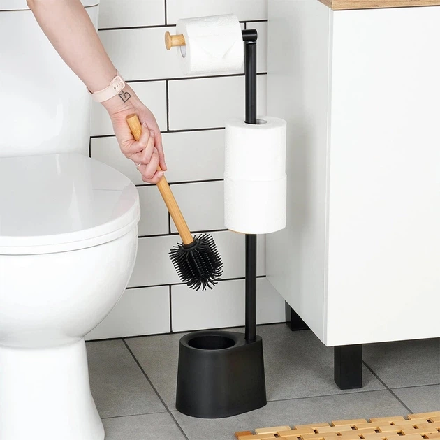 Підставка для туалетного паперу і туалетної щітки Vilde 567023 Чорна - зображення 5