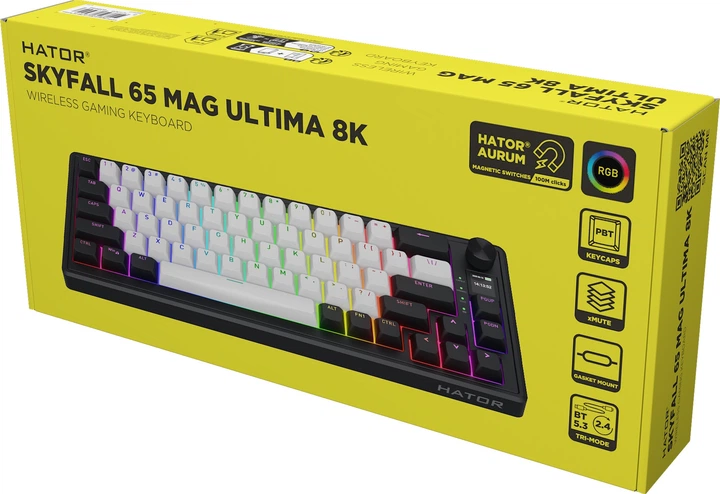 Klawiatura bezprzewodowa Hator Skyfall 65 MAG ULTIMA 8K Wireless/Bluetooth/USB White/Black (HTK3860) - obraz 8