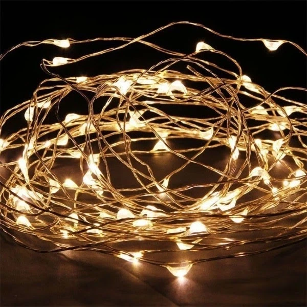 Гирлянда светодиодная нить на батарейках Роса 20 LED теплый желтый свет 3 м (MX-00008927) - Фото 1 Гирлянда светодиодная нить на батарейках Роса 20 LED теплый желтый свет 3 м (MX-00008927) - изображение 1