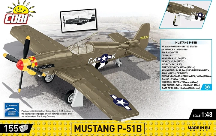 Конструктор Cobi Historical Collection World War II Mustang P-51B 1:48 155 елементів COBI-5869 (5902251058692) - зображення 2
