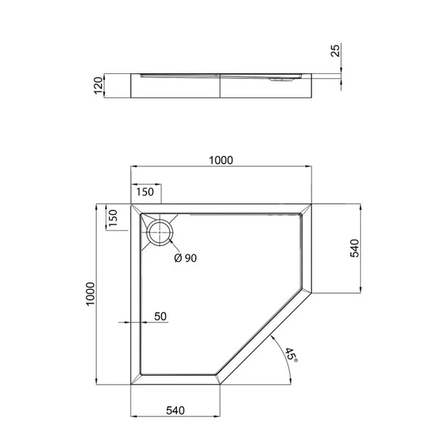 Душовий піддон Qtap Diamond 301112 100x100x12 см + сифон - изображение 2