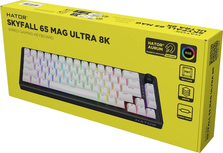 Klawiatura przewodowa Hator Skyfall 65 MAG ULTRA 8K USB White/Black (HTK1860) - obraz 7