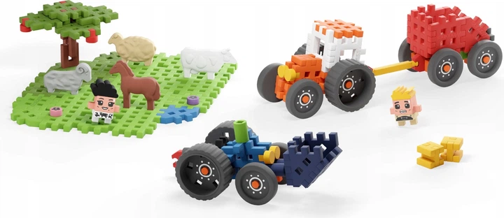 Klocki konstrukcyjne Marioinex Waffle mini Farmer Traktory i wypasiona łąka 110 elementów 907535 (5903033907535) - obraz 3