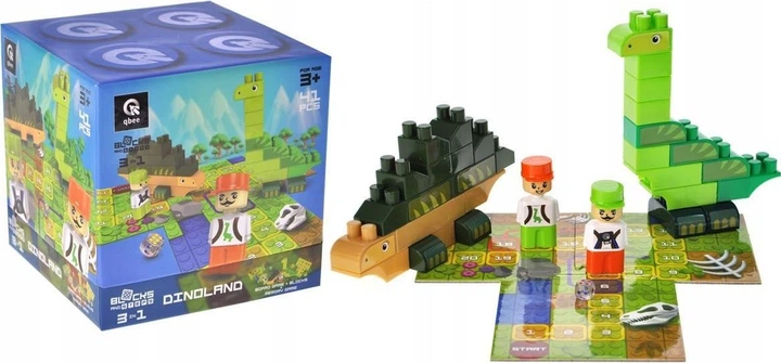 Конструктор Marioinex Block and Steps 3 в 1 Країна динозаврів + Настільна гра 41 елемент QB300-101 (4823037611966) - зображення 2