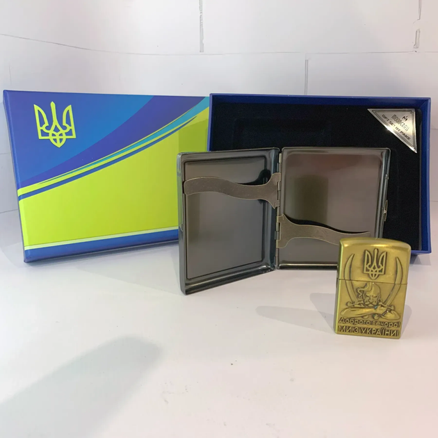 Портсигар на 20 сигарет и Зажигалка Украина Козак - изображение 2