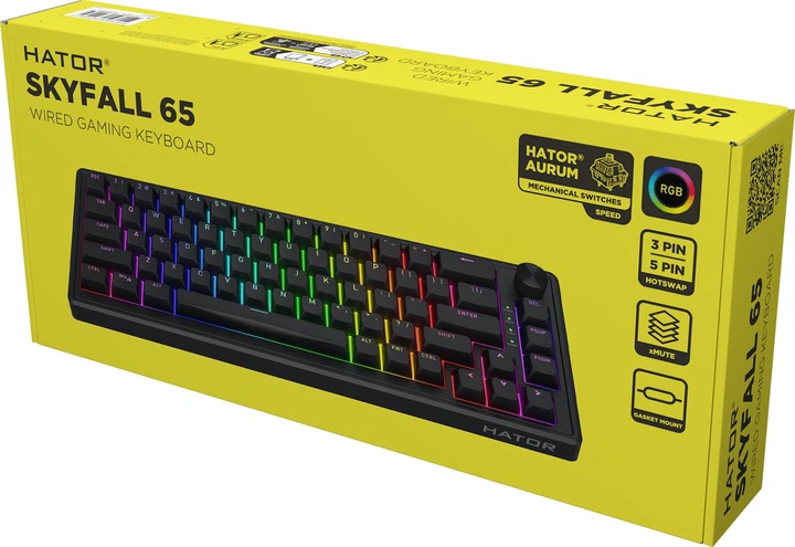 Klawiatura przewodowa Hator Skyfall 65 USB Black (HTK1160) - obraz 8