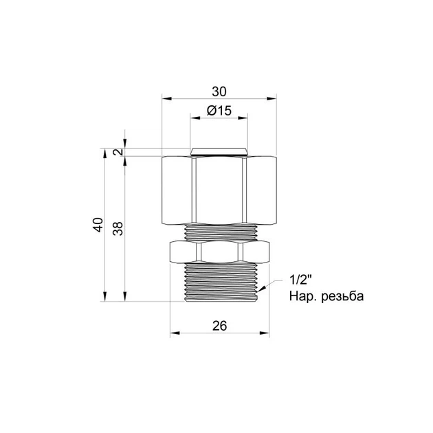 Перехідник обтискний Thermo Alliance Standart 20х1/2" ЗР SD154W2015 - зображення 2