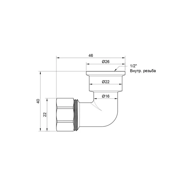 Кут обтискний Thermo Alliance Standart 16х1/2" ВР SD156W1615 - Фото 2 Кут обтискний Thermo Alliance Standart 16х1/2" ВР SD156W1615 - зображення 2