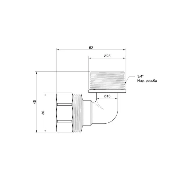Кут обтискний SD Plus 20х3/4" ЗР SD157W2020 - зображення 2