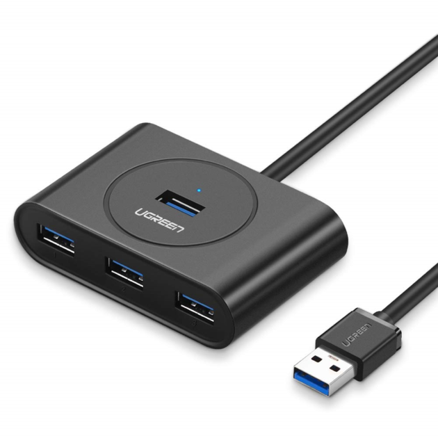 USB-хаб (розгалужувач/концентратор) на 4 порти UGREEN CR113 USB 3.0 HUB 1m Black (20291) - Фото 1 USB-хаб (розгалужувач/концентратор) на 4 порти UGREEN CR113 USB 3.0 HUB 1m Black (20291) - зображення 1