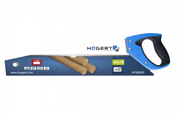 Пила для дерева Hogert 400 мм с зубьями 7 TPI для распила древесины (HT3S203) - изображение 2