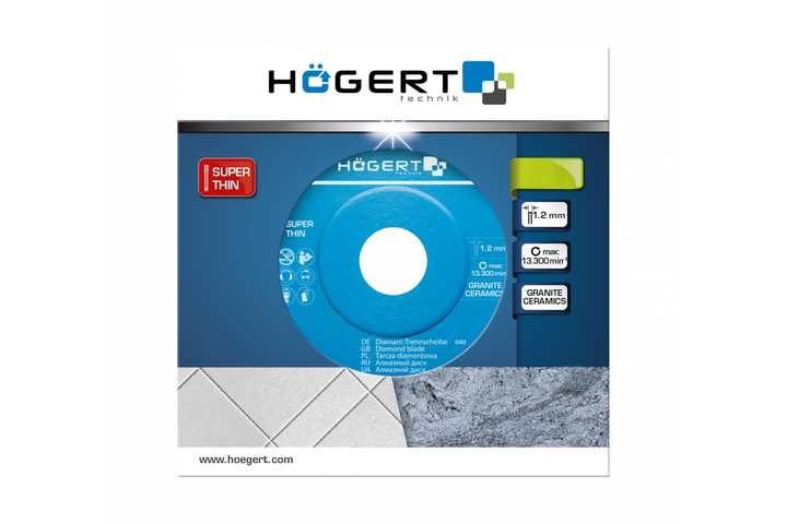 Алмазний відрізний диск для плитки Hogert 125х1.2х22.2 мм тонкий (HT6D722) - зображення 2