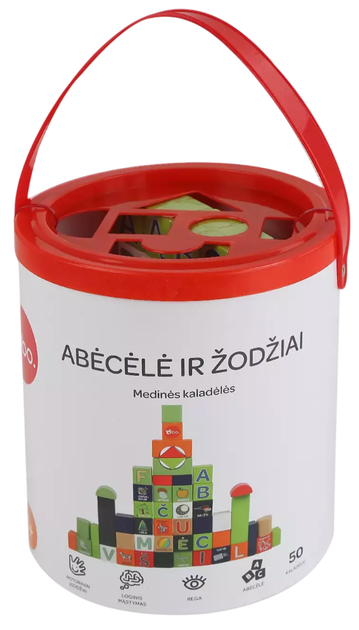 Дерев'яний конструктор bo. Alphabet and Words литовська мова 50 елементів (4743199012060) - зображення 3