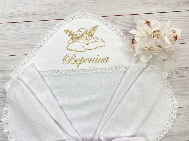 Іменна махрова крижма для хрещення Вероніка 95*95см - Фото 2 Іменна махрова крижма для хрещення Вероніка 95*95см - зображення 2