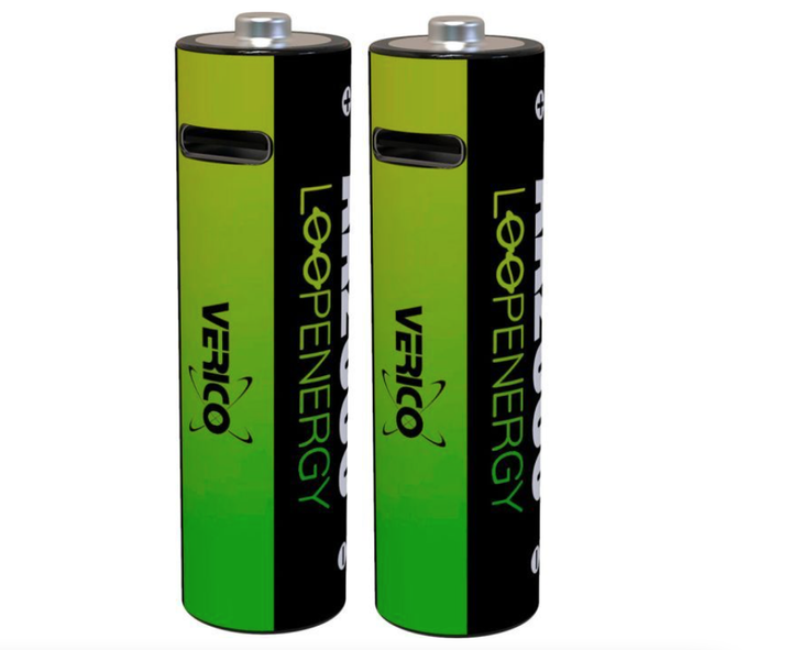 Аккумулятор Verico AA USB Type-C 1700mAh 1.5V Li-ion * 2 (LoopEnergy) (1UDBT-A1WEA2-NN) - Фото 1 Аккумулятор Verico AA USB Type-C 1700mAh 1.5V Li-ion * 2 (LoopEnergy) (1UDBT-A1WEA2-NN) - изображение 1