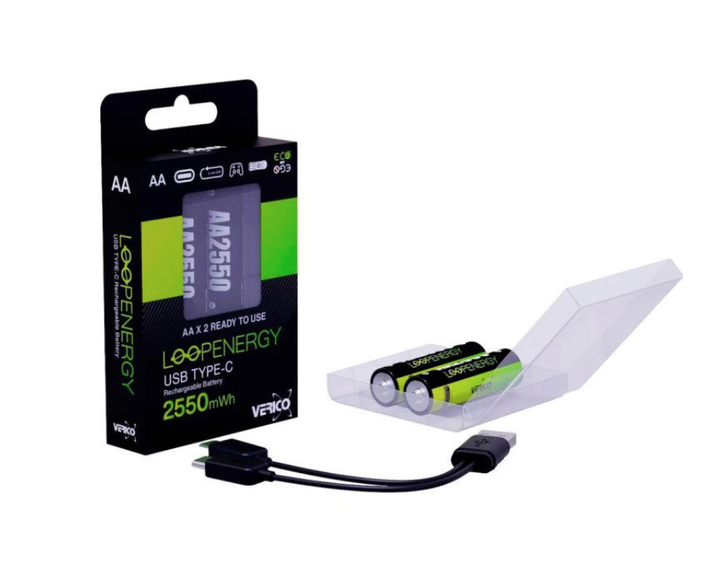 Аккумулятор Verico AA USB Type-C 1700mAh 1.5V Li-ion * 2 (LoopEnergy) (1UDBT-A1WEA2-NN) - Фото 3 Аккумулятор Verico AA USB Type-C 1700mAh 1.5V Li-ion * 2 (LoopEnergy) (1UDBT-A1WEA2-NN) - изображение 3