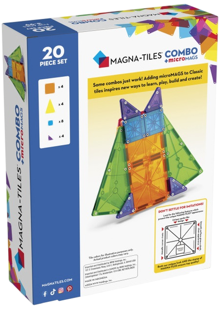 Магнітний конструктор Magna Tiles Micromags Combo set 20 деталей (850025176392) - зображення 4