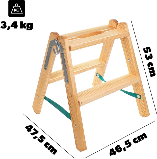 Дерев'яна драбина Kadax Larsos двостороння 2 сходинки K12301 (5906638320457) - зображення 3