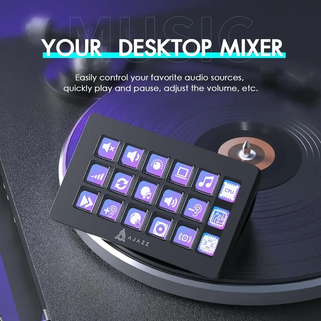 Мини-клавиатура консольная панель AJAZZ AKP153 Stream Controller, Studio Deck, 15 макропрограммированных клавиш, действия в программах и SoftwarSe, таких как OBS, Twitch, YouTube и т.д., для потоковой передачи, игр, работы с Mac и ПК, Black - Фото 6 Мини-клавиатура консольная панель AJAZZ AKP153 Stream Controller, Studio Deck, 15 макропрограммированных клавиш, действия в программах и SoftwarSe, таких как OBS, Twitch, YouTube и т.д., для потоковой передачи, игр, работы с Mac и ПК, Black - изображение 6