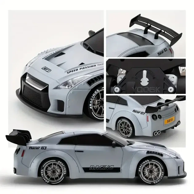 Машинка на радиоуправлении Nissan 1:24 дрифт 4WD 2.4GHz с LED подсветкой серая RC авто до 60 м - изображение 7