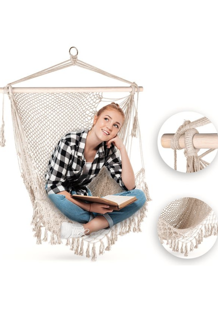Подвесное кресло-гамак Outtec Boho бразильское с бахромой до 120 кг - Фото 3 Подвесное кресло-гамак Outtec Boho бразильское с бахромой до 120 кг - изображение 3