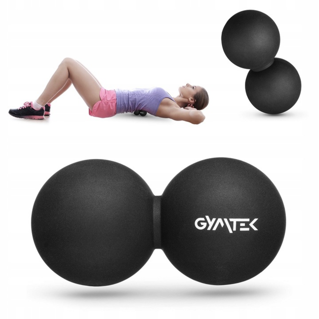 Массажный мяч Gymtek 63 мм двойной черный DuoBall дуоболл для спины шеи - изображение 4