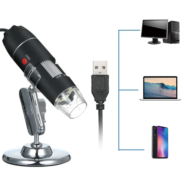 Цифровий мікроскоп 2MP 1600x з USB-підсвіткою 8 LED для досліджень і творчості чорний пластиковий - Фото 4 Цифровий мікроскоп 2MP 1600x з USB-підсвіткою 8 LED для досліджень і творчості чорний пластиковий - зображення 4