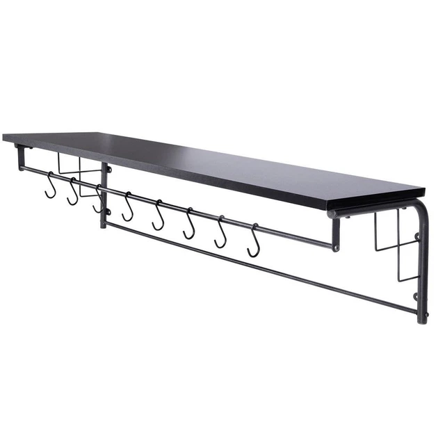 Wieszak ścienny na ubrania Vilde 879010 Metalowy z półką Czarny (5904316446864) - obraz 3
