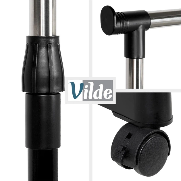 Wieszak stojący na ubrania Vilde 568069 Metalowy na kółkach 140 cm Czarny (5904316477264) - obraz 4