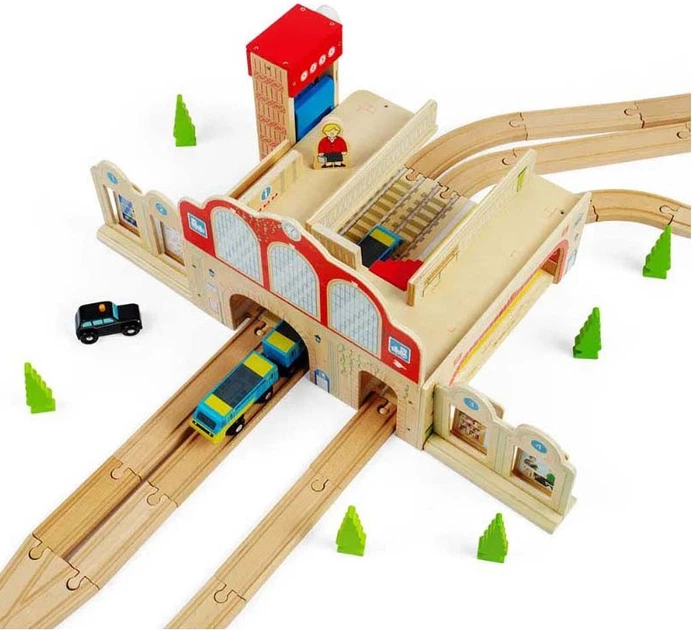 Drewniany zestaw do zabawy Bigjigs Centralna stacja kolejowa (0691621856130) - obraz 3