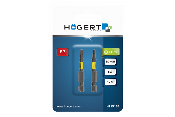 Длинные битые ударные T25 50 мм из прочной стали S2 Hogert для шуруповерта (HT1S168) - изображение 2