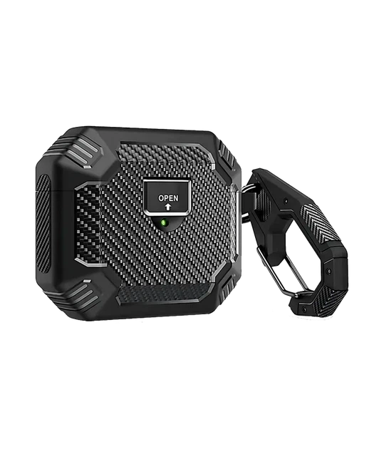 Чохол для гарнітури AirPods 3 Carbon Lock Button Black - Фото 1 Чохол для гарнітури AirPods 3 Carbon Lock Button Black - зображення 1