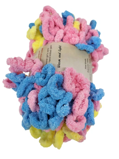 Пряжа "Puffy" 100гр кольорова (синьо-жовто-рожева) - Фото 1 Пряжа "Puffy" 100гр кольорова (синьо-жовто-рожева) - изображение 1