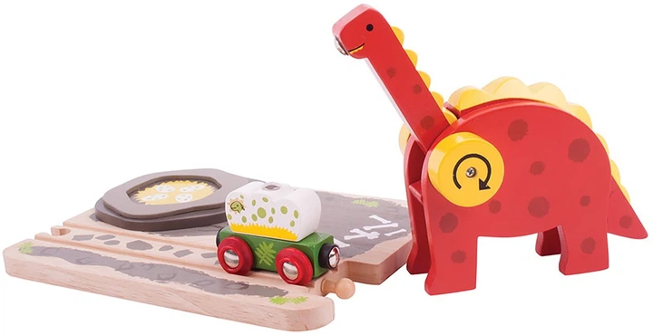 Drewniany zestaw Bigjigs Rail Dźwig kolejowy Dinozaur (0691621092415) - obraz 3