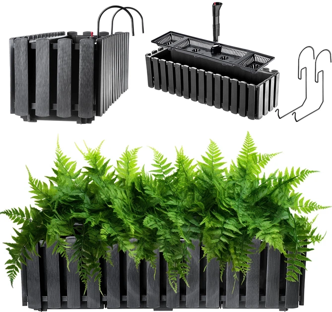 Skrzynia balkonowa Kadax Glifada 58 x 18 x 16.5 cm Antracyt (K8432) - obraz 4