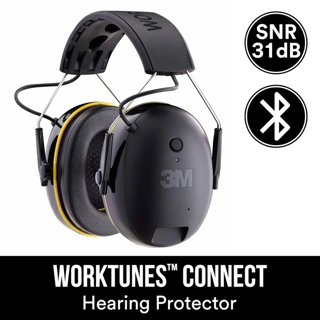 Противошумные наушники 3M WorkTunes Connect 90543 / Bluetooth / До 30 часов работы от кейса / Черные - изображение 2