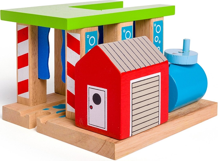 Drewniany zestaw do zabawy Bigjigs Rail Stacja do mycia pociągów (0691621092507) - obraz 4