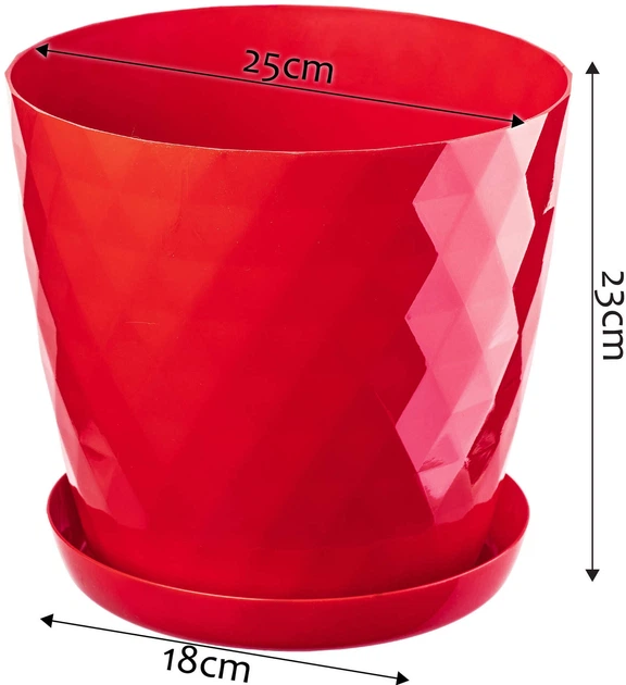 Квітковий горщик з підставкою Kadax Amily 25 см Червоний (K943) - зображення 2