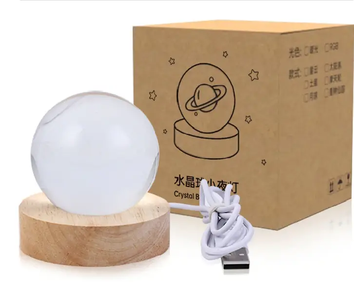 Ночник-хрустальный шар с LED подсветкой 6см 3D-рисунок планеты Сатурн - Фото 3 Ночник-хрустальный шар с LED подсветкой 6см 3D-рисунок планеты Сатурн - изображение 3