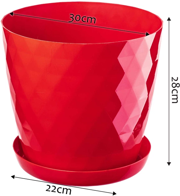 Квітковий горщик з підставкою Kadax Amily 30 см Червоний (K944) - зображення 2