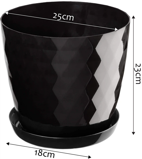 Квітковий горщик з підставкою Kadax Amily 25 см Чорний (K941) - зображення 2