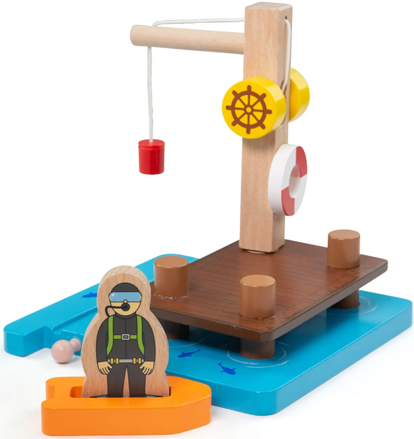 Drewniany zestaw kolejowy Bigjigs Rail Żuraw dokowy z nurkiem (0691621720745) - obraz 2