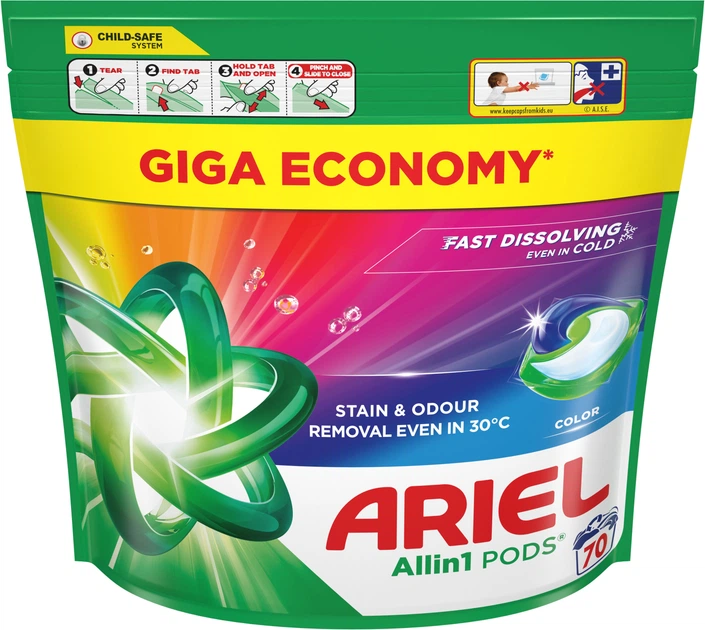 Засіб для прання Ariel All in1 Pods 70 капсул Color - Фото 1 Засіб для прання Ariel All in1 Pods 70 капсул Color - зображення 1