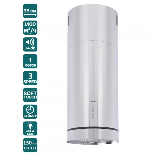 Вытяжка ventolux isola cilindro 35 x (1400) st - изображение 3