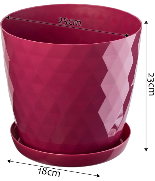 Doniczka z podstawką Kadax Amily 25 cm Amarantowa (K954) - obraz 2