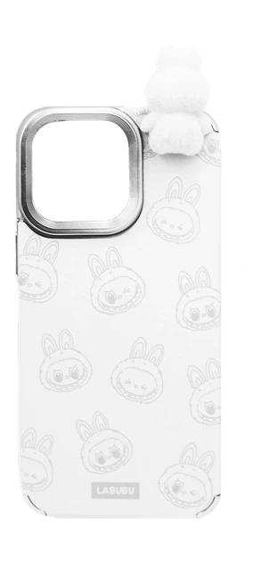 Чохол силіконовий LABUBU Leather для iPhone 16 Pro White - Фото 1 Чохол силіконовий LABUBU Leather для iPhone 16 Pro White - изображение 1